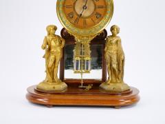 Glass Dome Bronze Porcelain Face Ansonian Crystal Palace Mantel Clock - 3282868