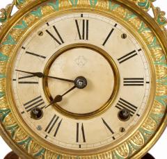 Glass Dome Bronze Wood Base Porcelain Face Mantel Clock - 3282940