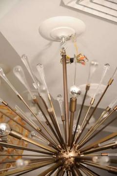 Glass Rod and Teardrop Sputnik Chandelier in Antique Brass - 3096730