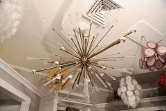 Glass Rod and Teardrop Sputnik Chandelier in Antique Brass - 3096762