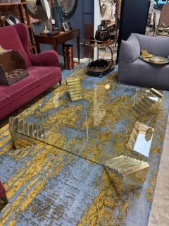 Glass Sculptural Coffee Table with Stepped Pedestal Bases - 4594122