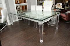 Glass Top Dining Table with Banded Lucite Legs - 3096717