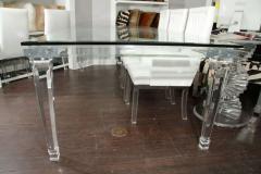 Glass Top Dining Table with Banded Lucite Legs - 3096761