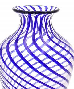 Glass Vase with Blue Swirls signed and dated T M 2000  - 3015380