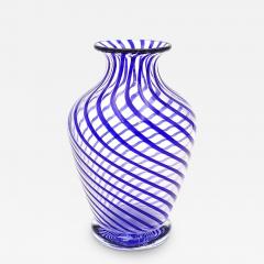 Glass Vase with Blue Swirls signed and dated T M 2000  - 3017383