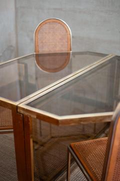 Glass and Brass Dining Set 1970s - 4698156
