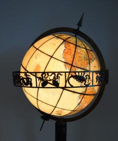 Glass and Bronze World Globe Illuminated Hand Painted 1938 - 1711802
