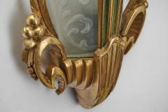 Glass and Gilt Wood Wall Lights by Broman Europe Early 20th Century - 3159448