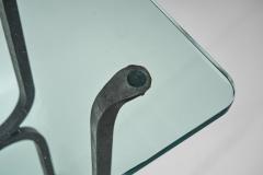 Glass and Iron Savonarola Side Table Italy 1960s - 4556016
