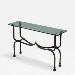 Glass and Iron Savonarola Side Table Italy 1960s - 4561887