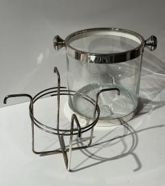 Glass and Silver Trimmed Cooler with Bottle Holder - 3982898