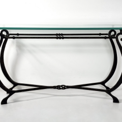 Glass and Wrought Iron Console France 1940s - 4217730