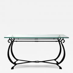 Glass and Wrought Iron Console France 1940s - 4218477