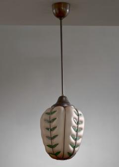 Glass pendant with metal leaves - 3849314