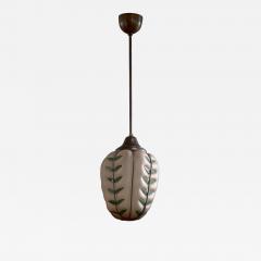 Glass pendant with metal leaves - 3854916