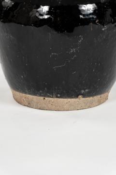 Glazed Black Lamp with Natural Color Linen Shade - 4461803