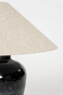Glazed Black Lamp with Natural Color Linen Shade - 4505291
