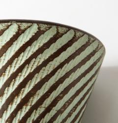 Glazed Brown and White Ceramic Sgraffito Vase c 1950 - 3055353