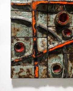 Glazed Ceramic Brutalist Tile Sculpture France c 1970 - 4210077