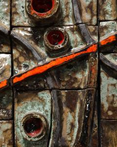 Glazed Ceramic Brutalist Tile Sculpture France c 1970 - 4210083