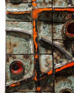 Glazed Ceramic Brutalist Tile Sculpture France c 1970 - 4210084
