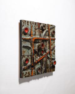 Glazed Ceramic Brutalist Tile Sculpture France c 1970 - 4210086
