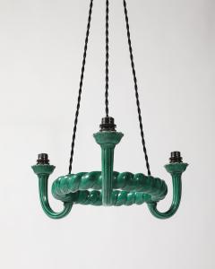 Glazed Ceramic Chandelier France c 1960 - 4231978