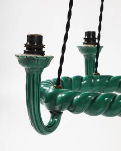 Glazed Ceramic Chandelier France c 1960 - 4232005