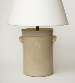 Glazed Ceramic Ironstone Butter Churn Crock Table Lamp United States - 3515749