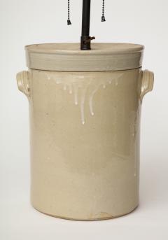 Glazed Ceramic Ironstone Butter Churn Crock Table Lamp United States - 3515762