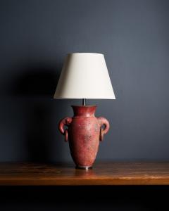 Glazed Ceramic Table Lamp with Rings and Elephant Head Motif Europe 20th C - 4694770