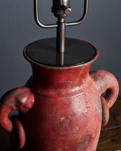 Glazed Ceramic Table Lamp with Rings and Elephant Head Motif Europe 20th C - 4694774