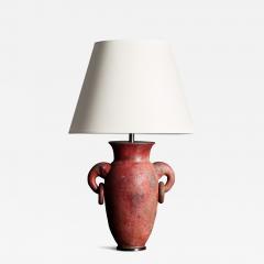 Glazed Ceramic Table Lamp with Rings and Elephant Head Motif Europe 20th C - 4694827