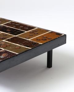 Glazed Ceramic Tile Coffee Table Belgium c 1960 - 3515613