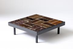 Glazed Ceramic Tile Coffee Table Belgium c 1960 - 3515614