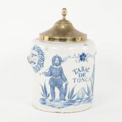 Glazed Earthenware Blue and White Delft Tabac de Tonka Tobacco Jar - 3290529