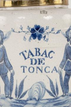 Glazed Earthenware Blue and White Delft Tabac de Tonka Tobacco Jar - 3290534