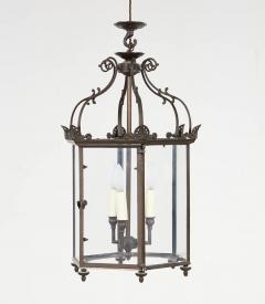 Glazed Hexagonal Bronze Hall Lantern - 3794768