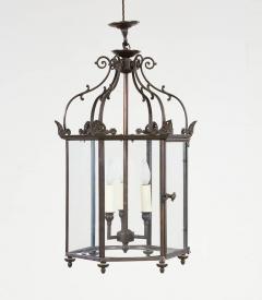 Glazed Hexagonal Bronze Hall Lantern - 3794771