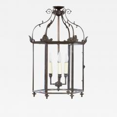 Glazed Hexagonal Bronze Hall Lantern - 3796262