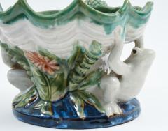 Glazed Porcelain Shell Form Design Decorative Piece with Frogs  - 945188