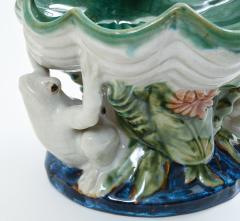 Glazed Porcelain Shell Form Design Decorative Piece with Frogs  - 945189