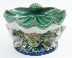 Glazed Porcelain Shell Form Design Decorative Piece with Frogs  - 945190
