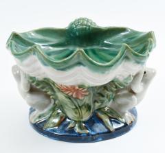 Glazed Porcelain Shell Form Design Decorative Piece with Frogs  - 945193
