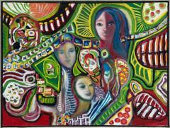 Gloria Allison Large Vintage Abstract Panting by Gloria Allison Cuban American Artist - 3780585