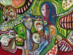 Gloria Allison Large Vintage Abstract Panting by Gloria Allison Cuban American Artist - 3781412