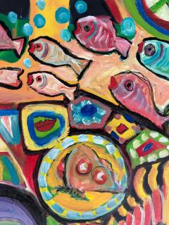 Gloria Allison Vintage Abstract Painting Cuban American Artist Gloria Allison Signed - 3612009