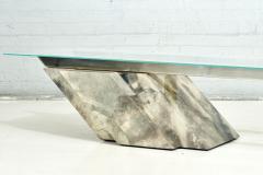 Goatskin Cantilevered Stainless Steel and Glass Coffee Table 1970 - 2921394