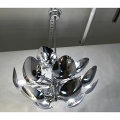 Goffredo Reggiani 1970 Italian Vintage Oval Leaf Nickel Chandelier Attributed to Goffredo Reggiani - 1274304