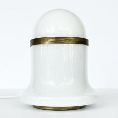 Goffredo Reggiani Italian White Glass and Brass Table Lamp by Goffredo Reggiani - 3429437